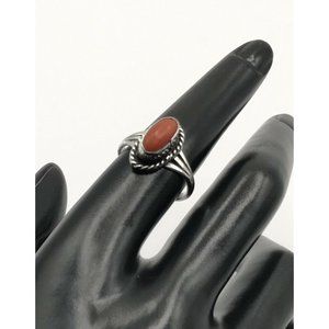 Navajo Vintage Sterling Silver CORAL Southwest Ring Sz 7